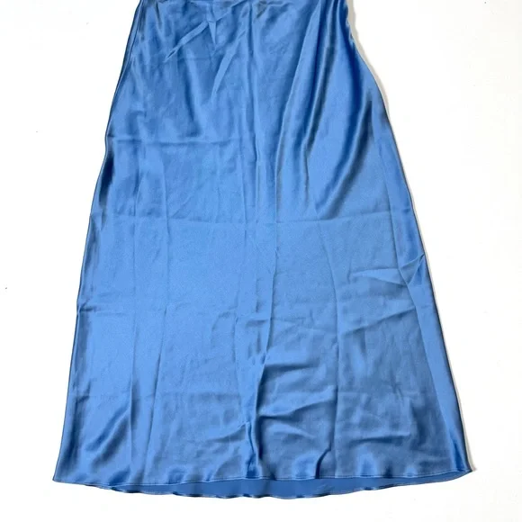 Silk Blue Midi Skirt Sablyn